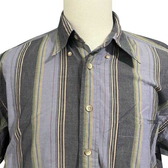 Pendleton | Men's Classic Blue Stripe 100% Cotton Short Sleeve Button Down Sz L - Picture 1 of 5